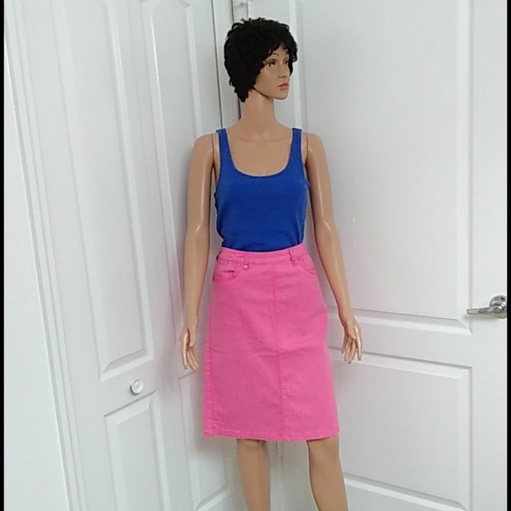 Pink Denim Pencil Skirt by FOJ French Dressing